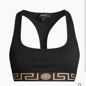 Versace Women's Black Sports Bra with Gold Detailing